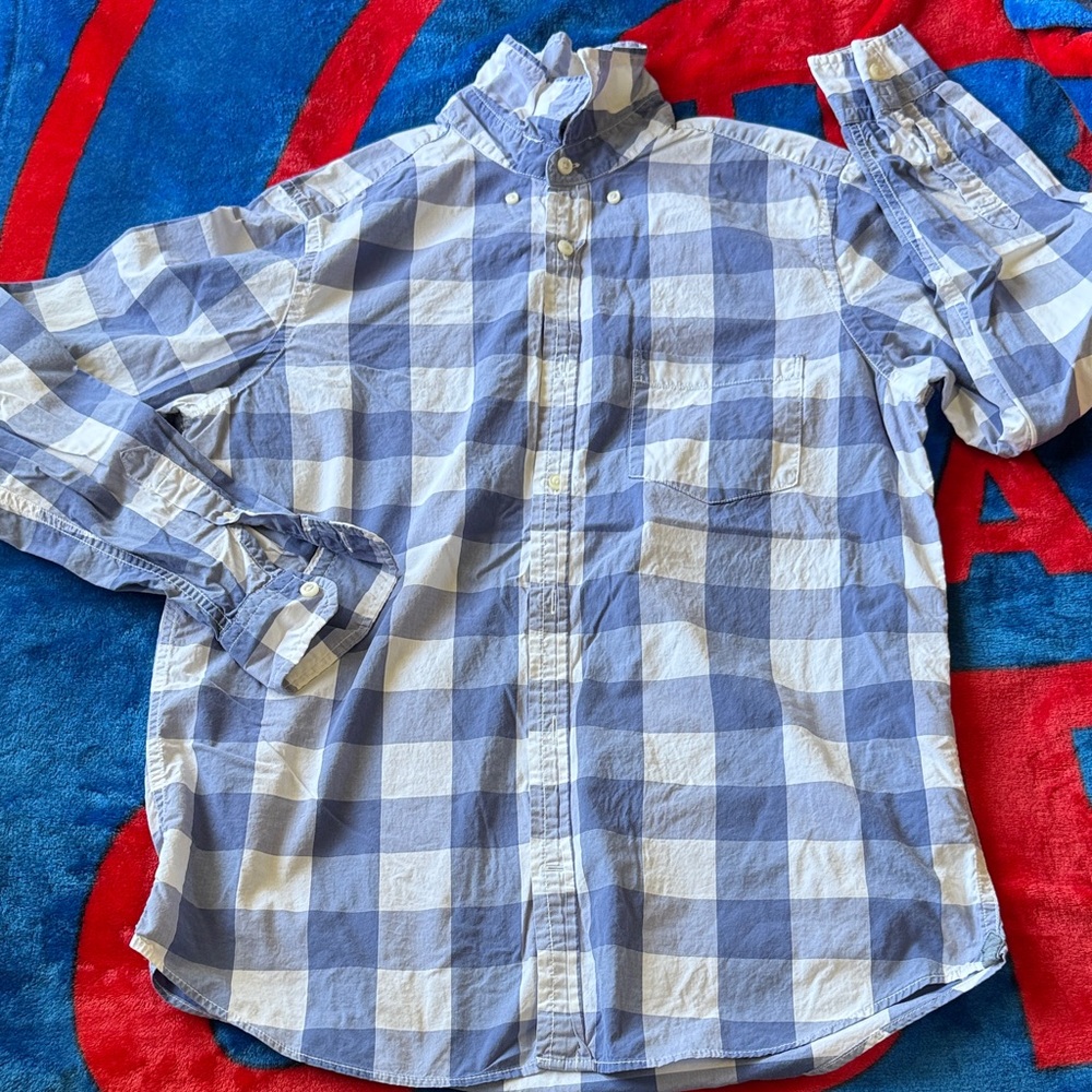 GAP Blue and White Checkered Dress Shirt